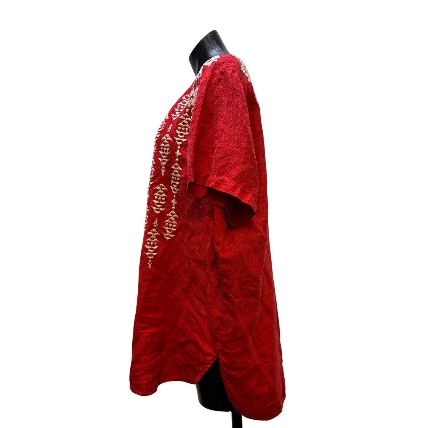 Johnny Was Los Angeles Embroidered Blouse Red XL