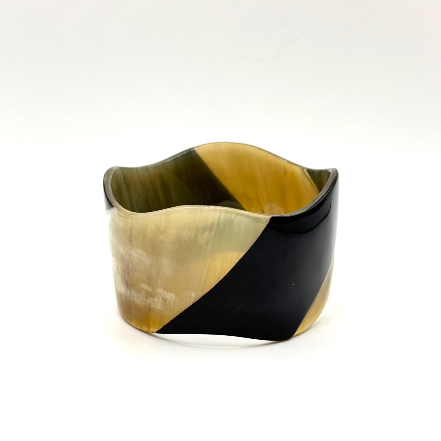 Buffalo Horn Cuff Bracelet With Natural & Black Pattern