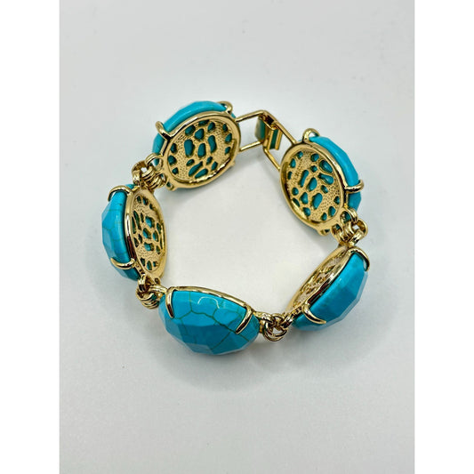 Kendra Scott Chunky Turquoise Cassie Bracelet With Gold Tone Accents
