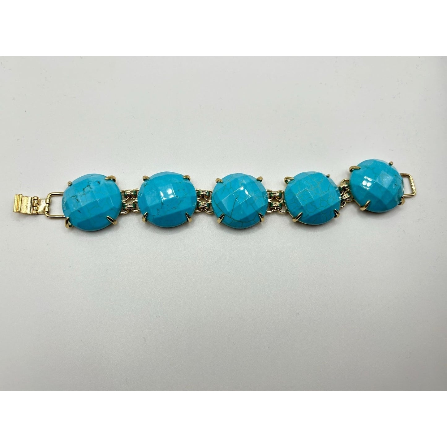 Kendra Scott Chunky Turquoise Cassie Bracelet With Gold Tone Accents