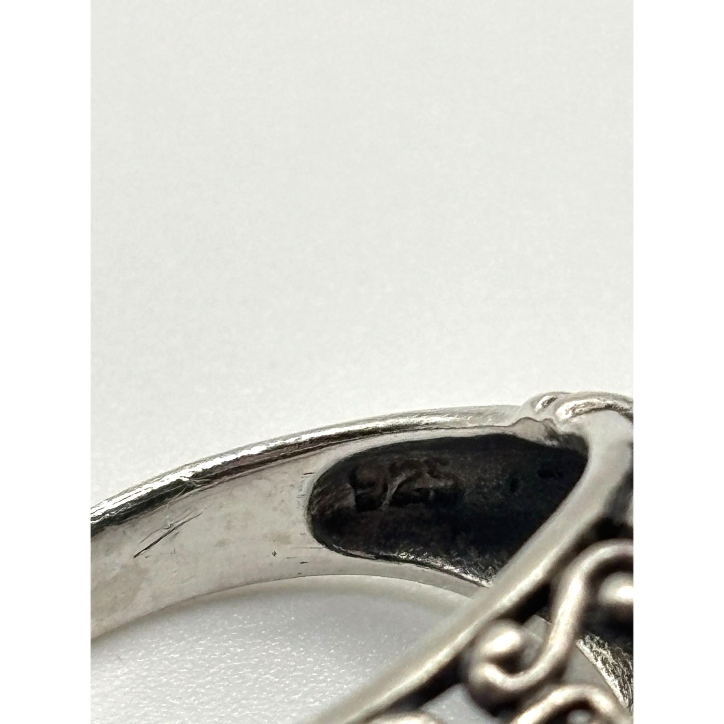 Black Onyx 925 Sterling Silver Filigree Ring Size 7.5