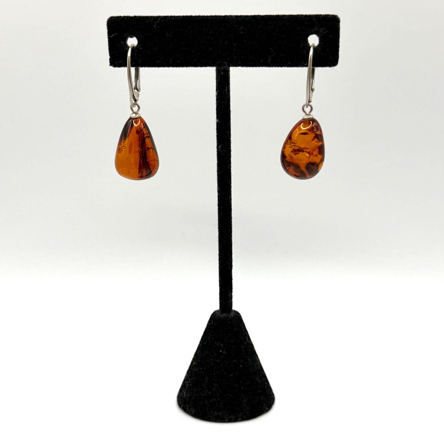 925 Sterling Silver Baltic Amber Leverback Earrings