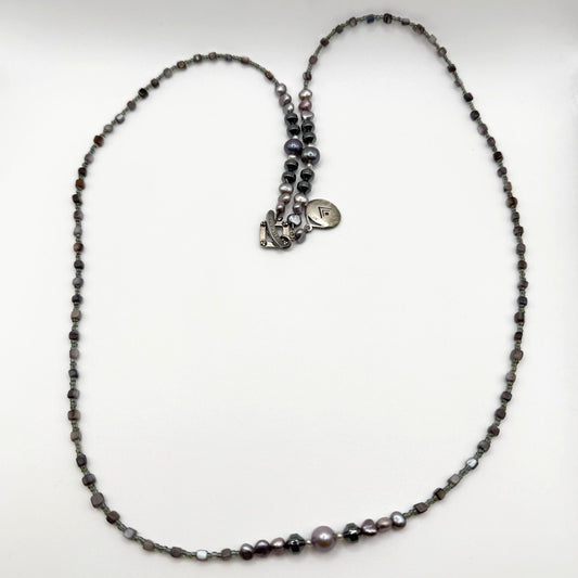Silpada 925 Sterling Silver Hematite Glass Grey Pearl Shell Necklace