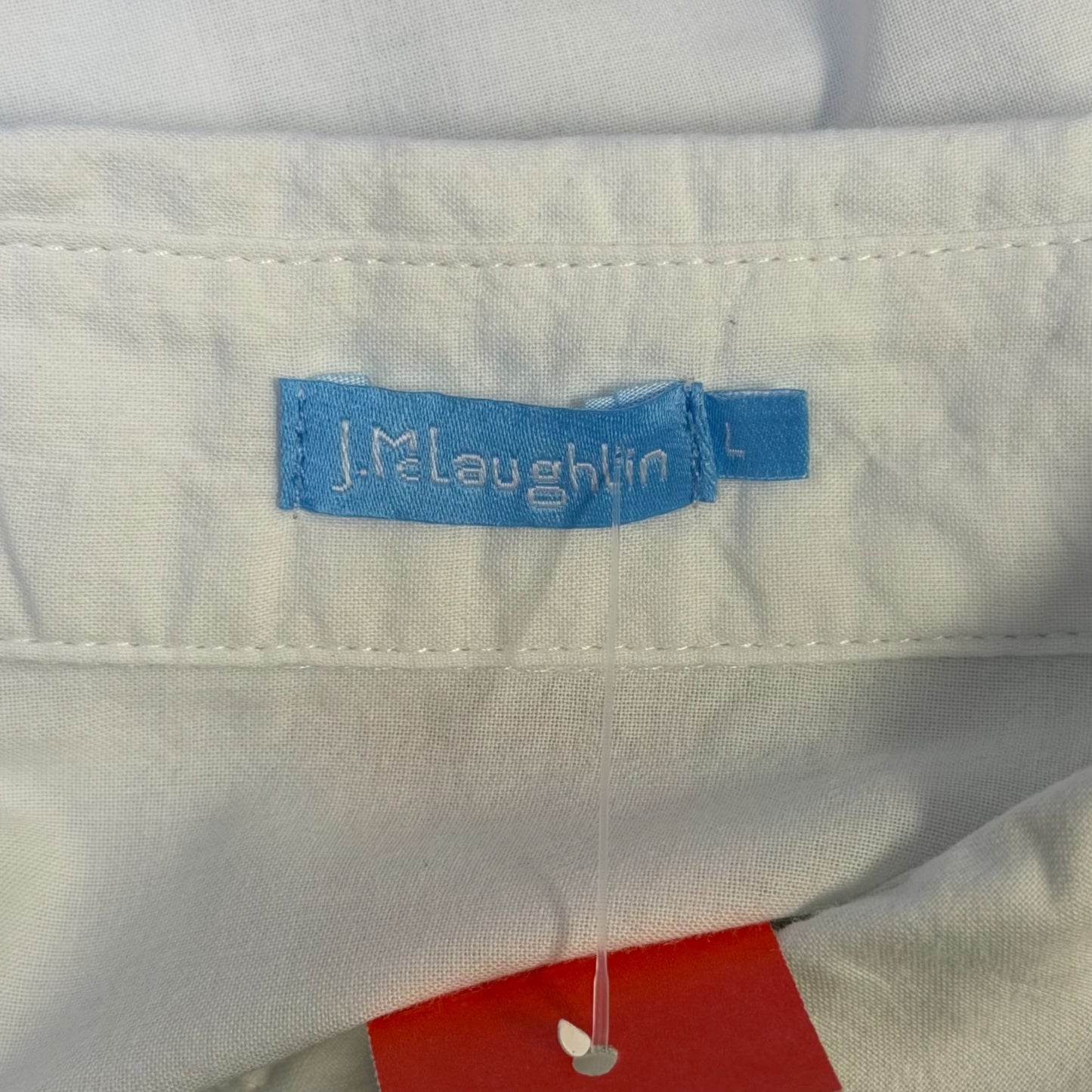 J.McLaughlin White Multi-Color Cotton Blend Button-Down Blouse L