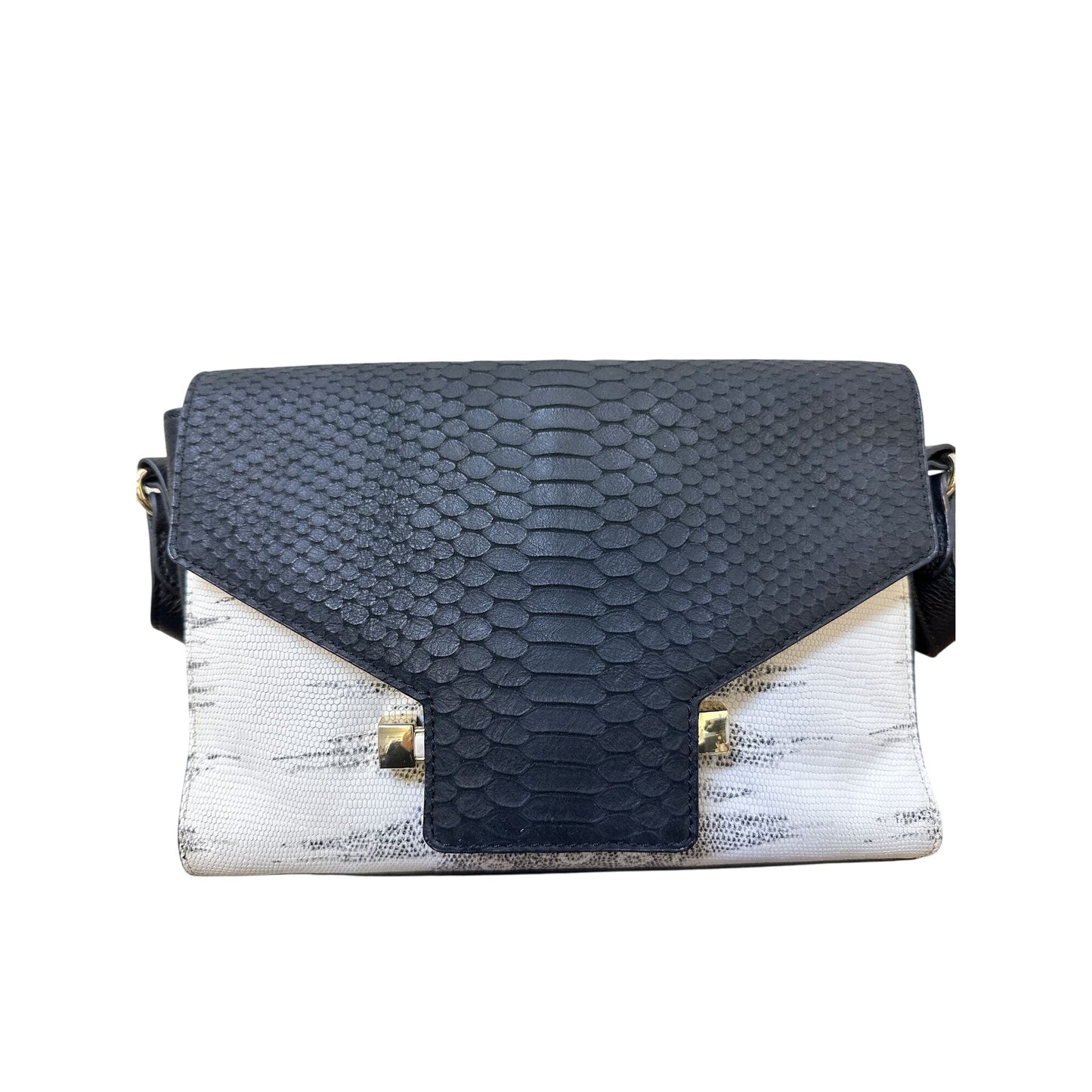 Vince Camuto Black & White Snakeskin Crossbody w/ Gold Hardware