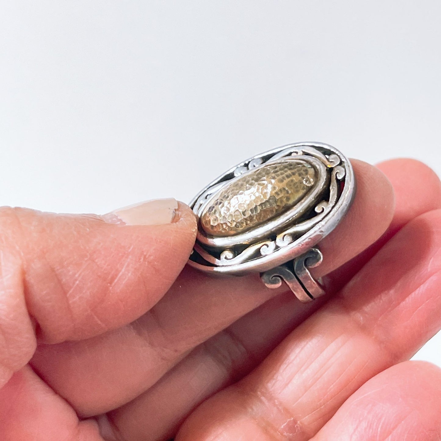 Vintage Brighton Sterling Silver Domed Scroll Ring Size 7