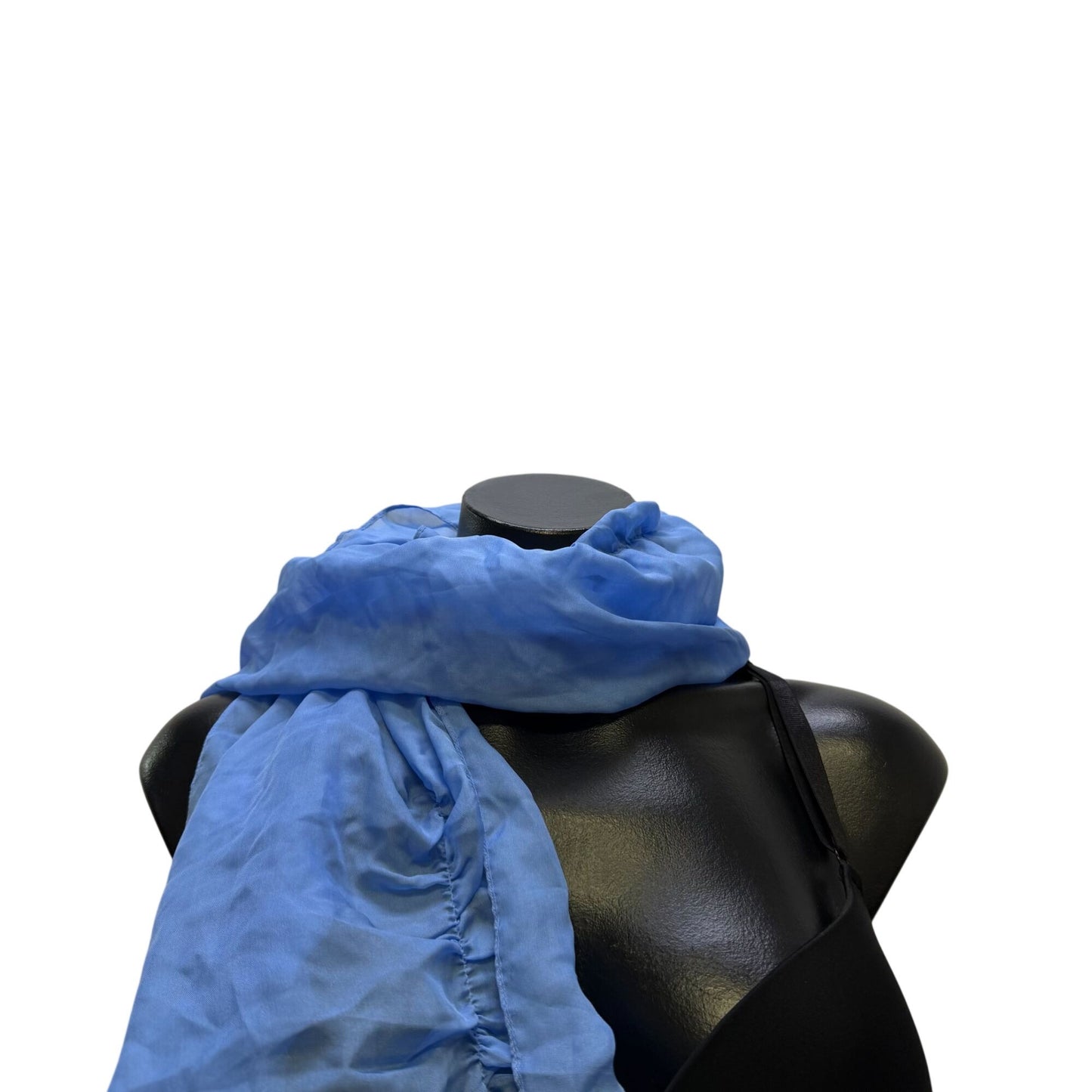 Ralph Lauren Ocean Blue Silk Ruffled Luxe Scarf Wrap