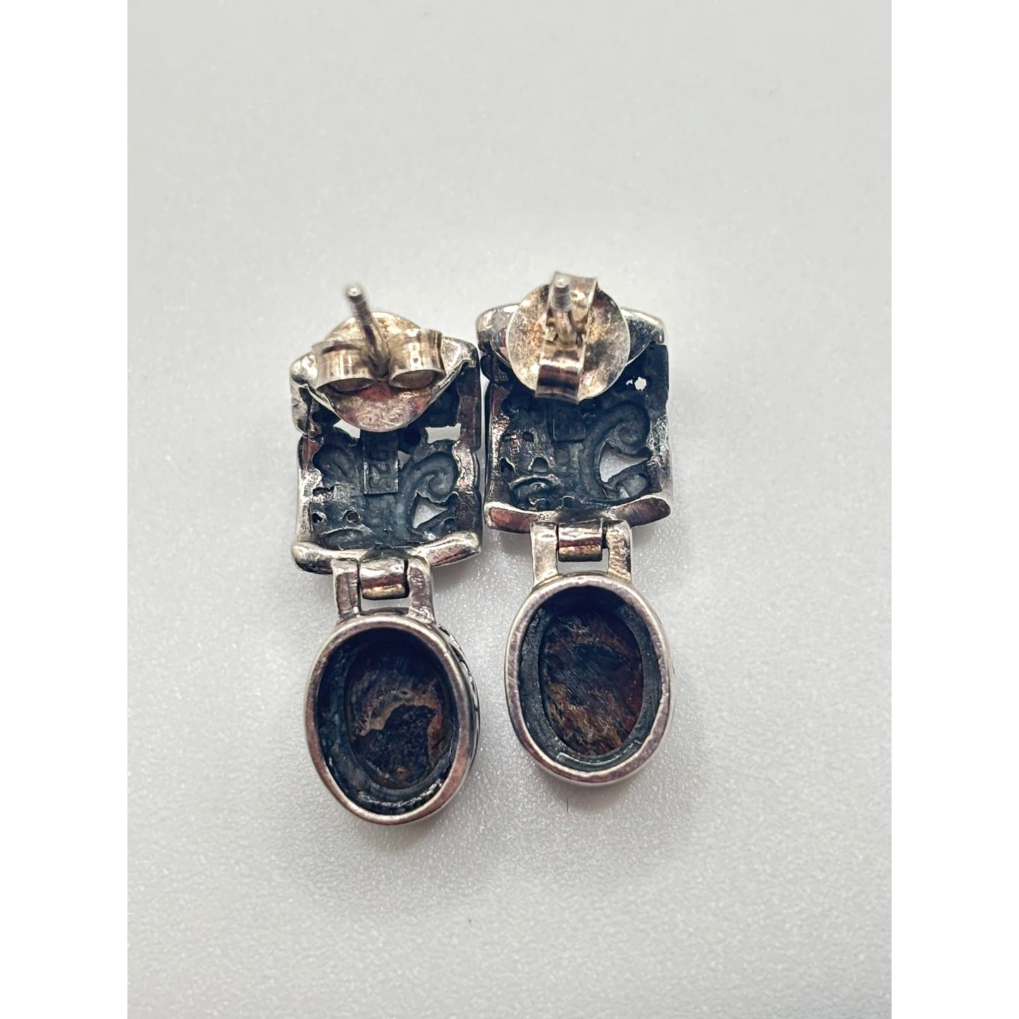 Abalone & Sterling Silver 925 Earrings With Intricate Design