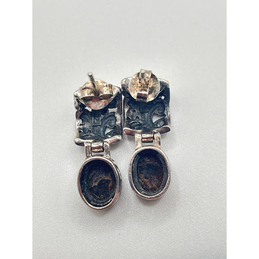 Abalone & Sterling Silver 925 Earrings With Intricate Design