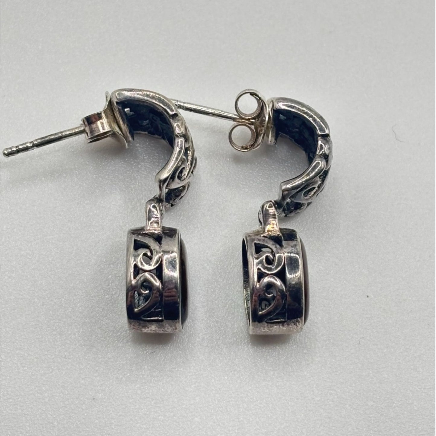 Abalone & Sterling Silver 925 Earrings With Intricate Design