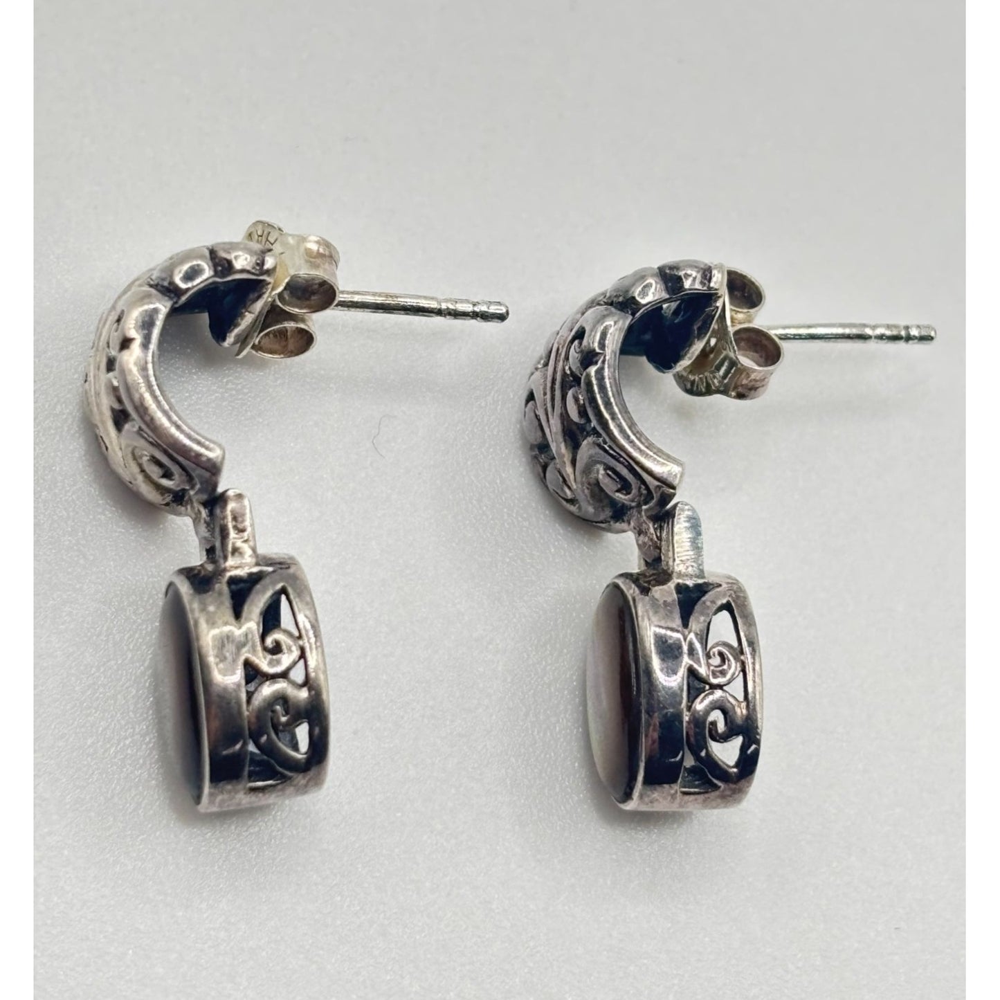 Abalone & Sterling Silver 925 Earrings With Intricate Design