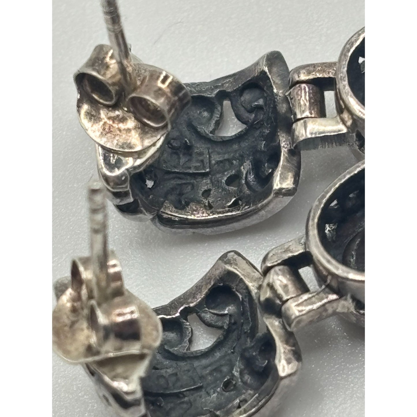 Abalone & Sterling Silver 925 Earrings With Intricate Design