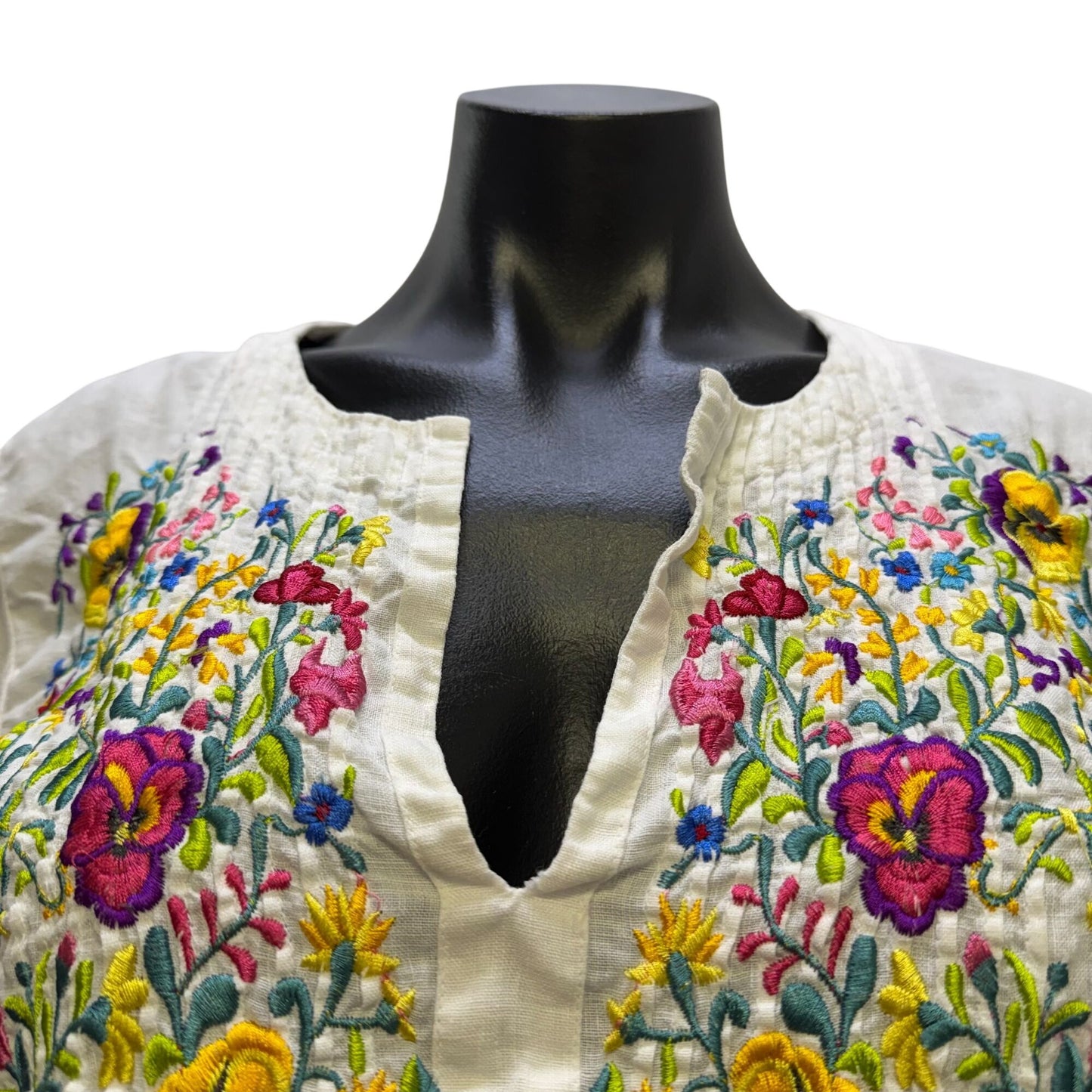 Johnny Was Linen Blouse White Long Sleeve XS