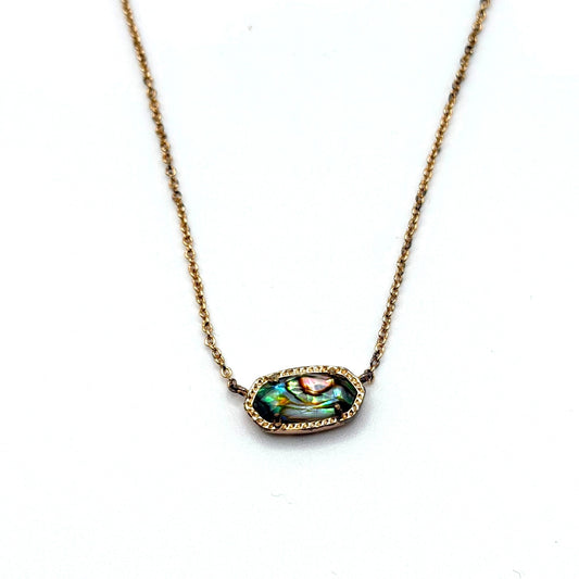 Kendra Scott Abalone Shell Pendant Necklace In Gold-Tone With Adjustable Chain 16"-18"