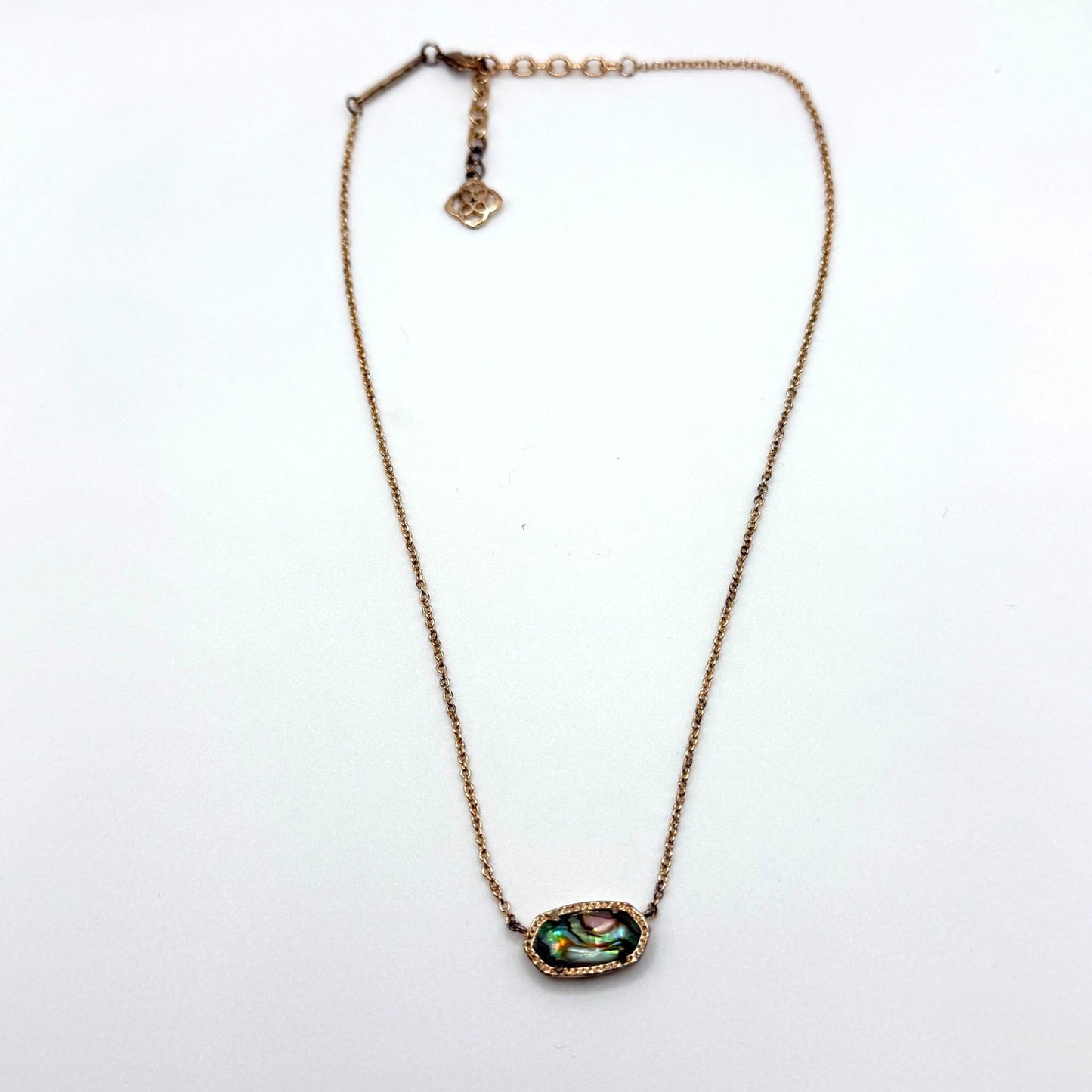 Kendra Scott Abalone Shell Pendant Necklace In Gold-Tone With Adjustable Chain 16"-18"