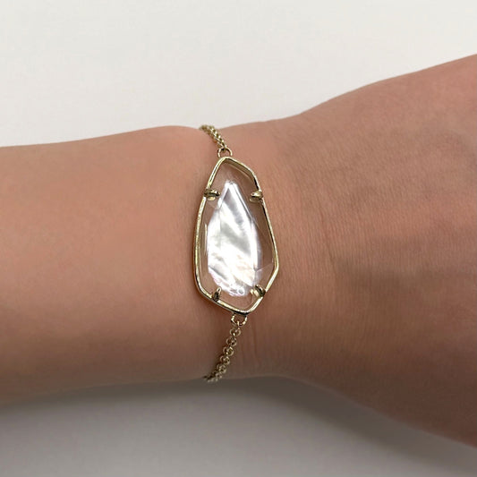Kendra Scott Gold Tone White Mother Of Pearl Adjustable Bracelet