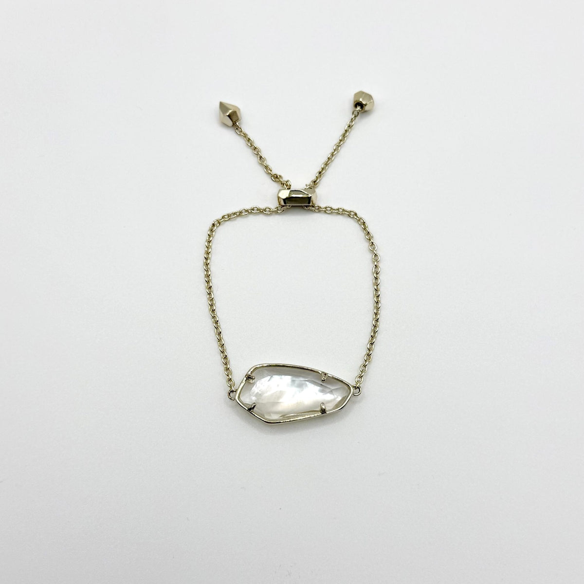 Kendra Scott Gold Tone White Mother Of Pearl Adjustable Bracelet