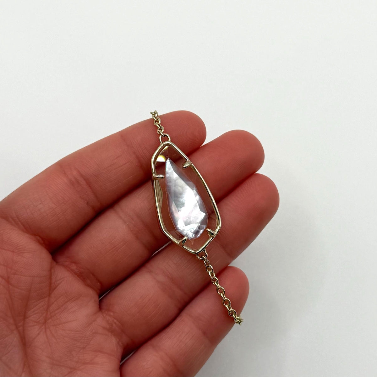 Kendra Scott Gold Tone White Mother Of Pearl Adjustable Bracelet