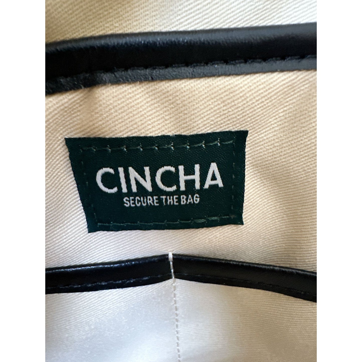 Cincha Canvas Leather Tote Bag Zipper Pocket Beige & Black