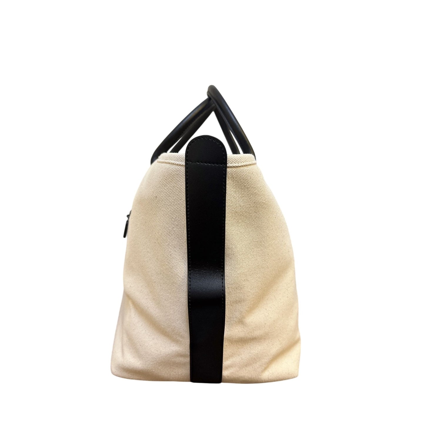 Cincha Canvas Leather Tote Bag Zipper Pocket Beige & Black