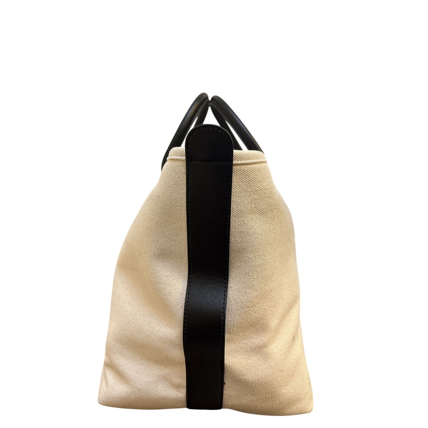 Cincha Canvas Leather Tote Bag Zipper Pocket Beige & Black