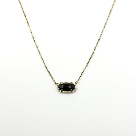 Kendra Scott Gold-Tone Necklace With Black Faceted Oval Pendant