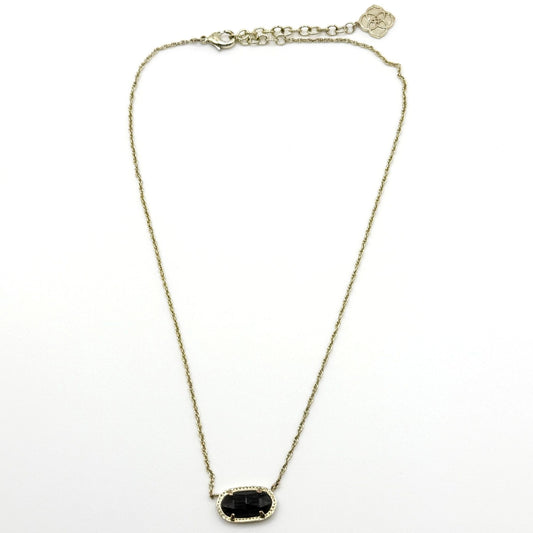Kendra Scott Gold-Tone Necklace With Black Faceted Oval Pendant