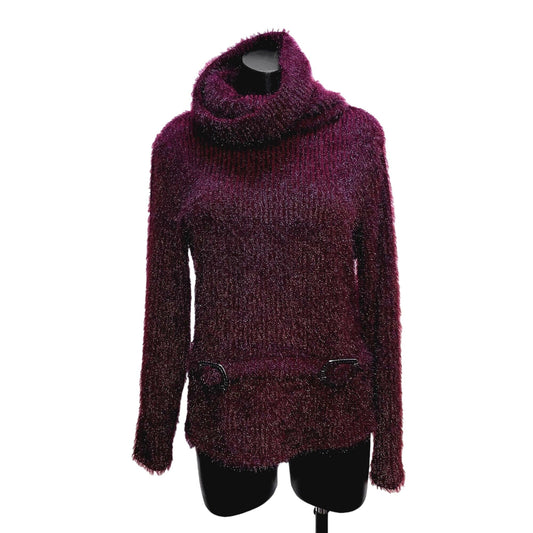 NWT Frank Lyman Bordeaux Fuzzy Cowl Neck Sweater Size 6