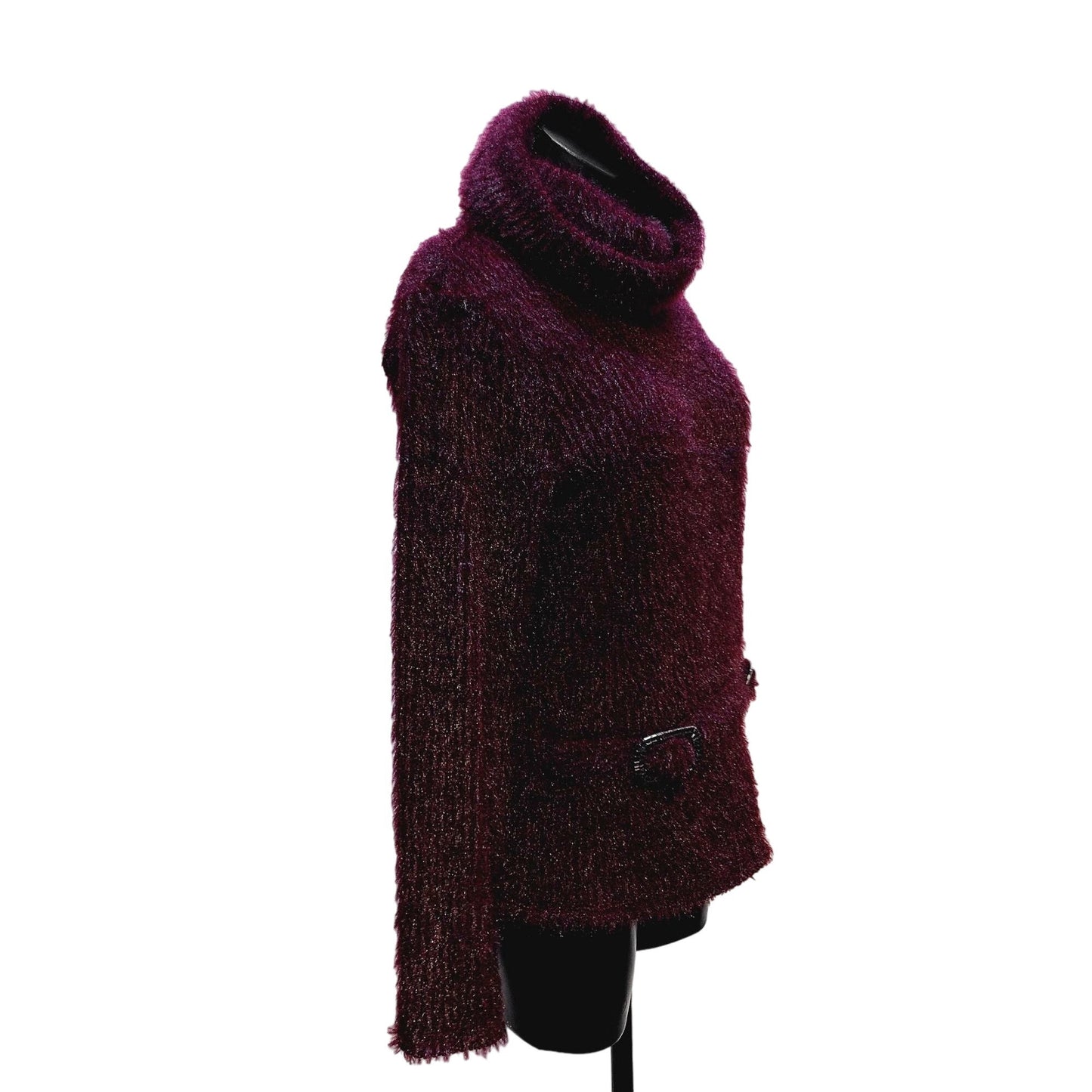 NWT Frank Lyman Bordeaux Fuzzy Cowl Neck Sweater Size 6