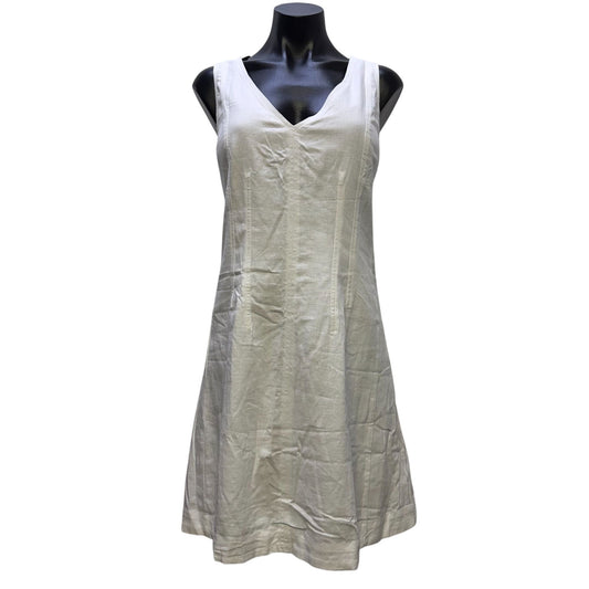 NWT Banana Republic Linen-Blend White V-Neck Dress 12 Tall