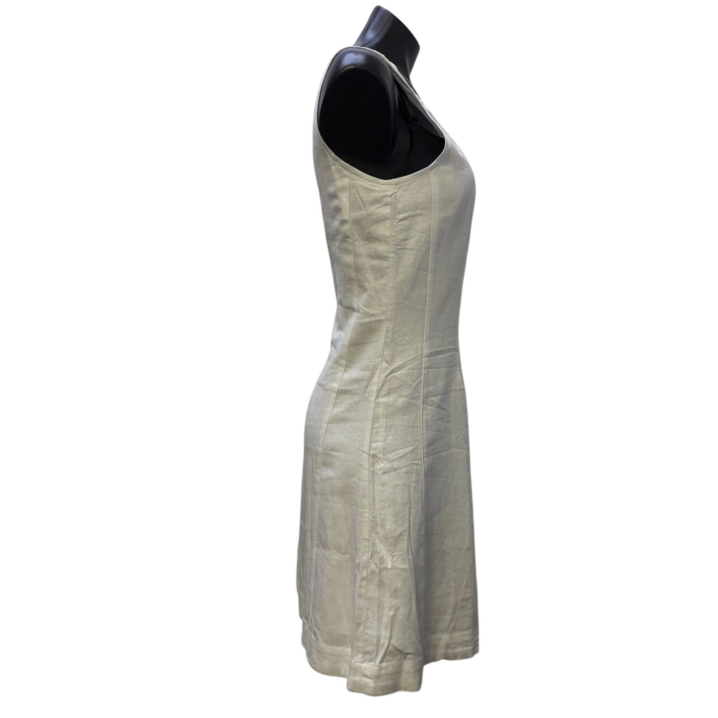 NWT Banana Republic Linen-Blend White V-Neck Dress 12 Tall
