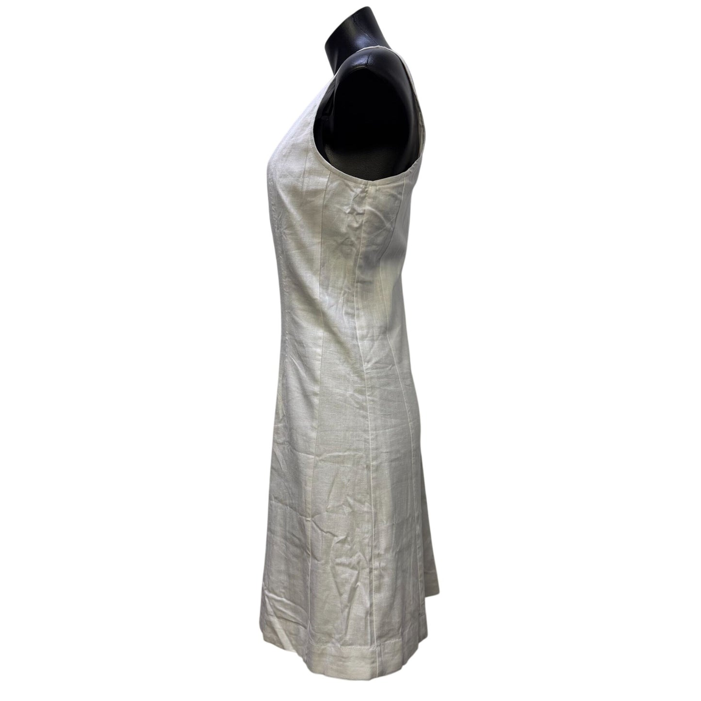 NWT Banana Republic Linen-Blend White V-Neck Dress 12 Tall