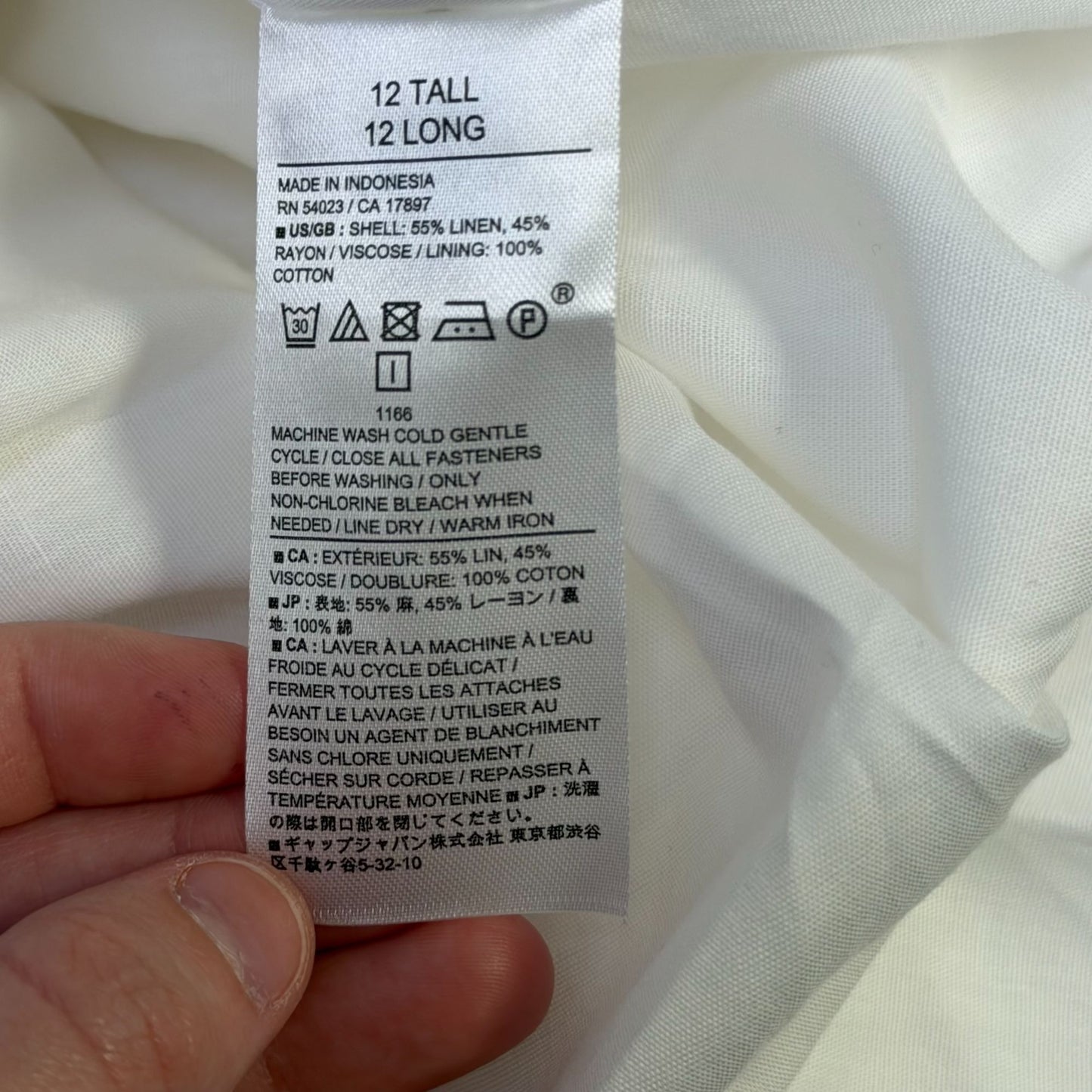 NWT Banana Republic Linen-Blend White V-Neck Dress 12 Tall