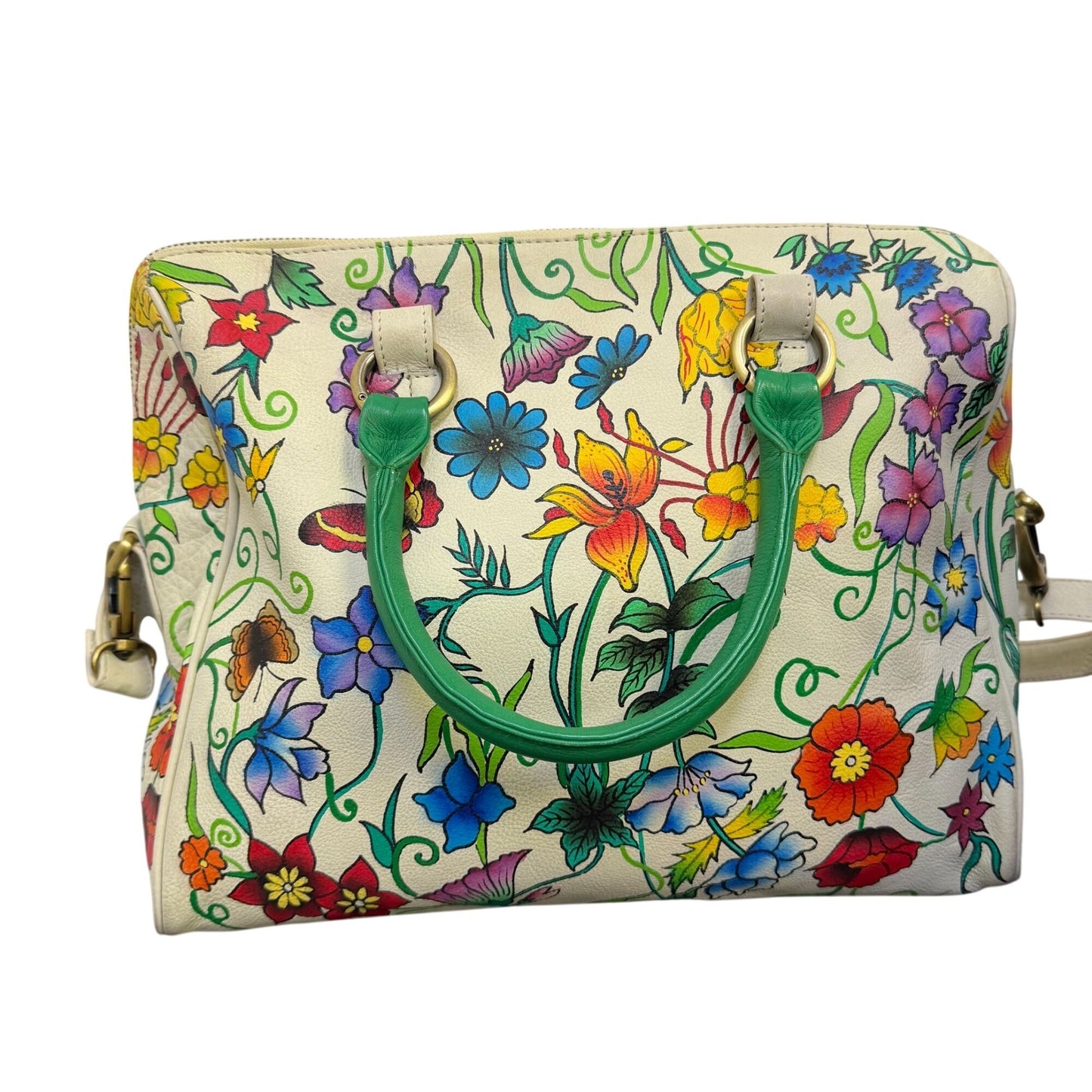 Niarvi Painted Leather Handbag Cream Multi Satchel L