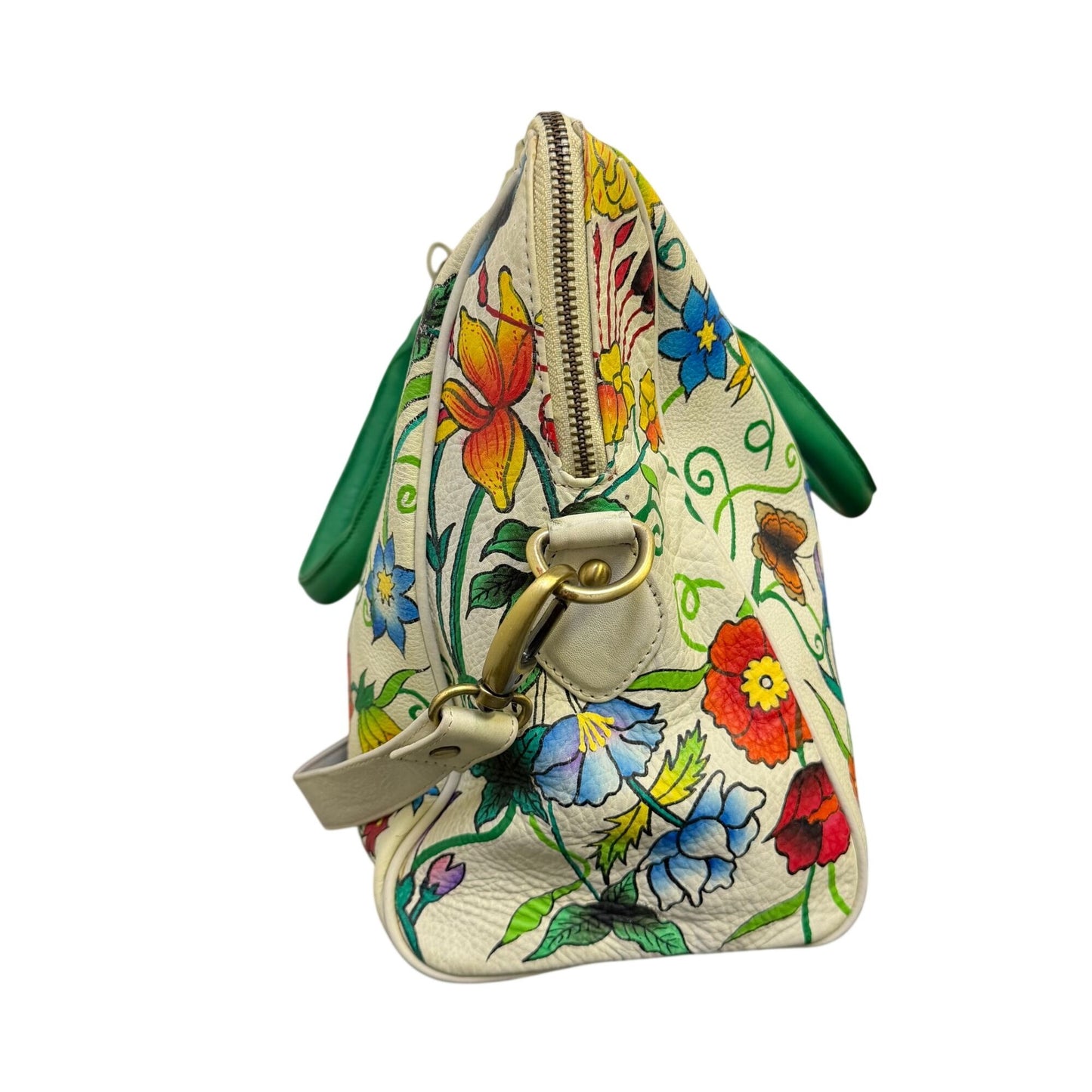 Niarvi Painted Leather Handbag Cream Multi Satchel L