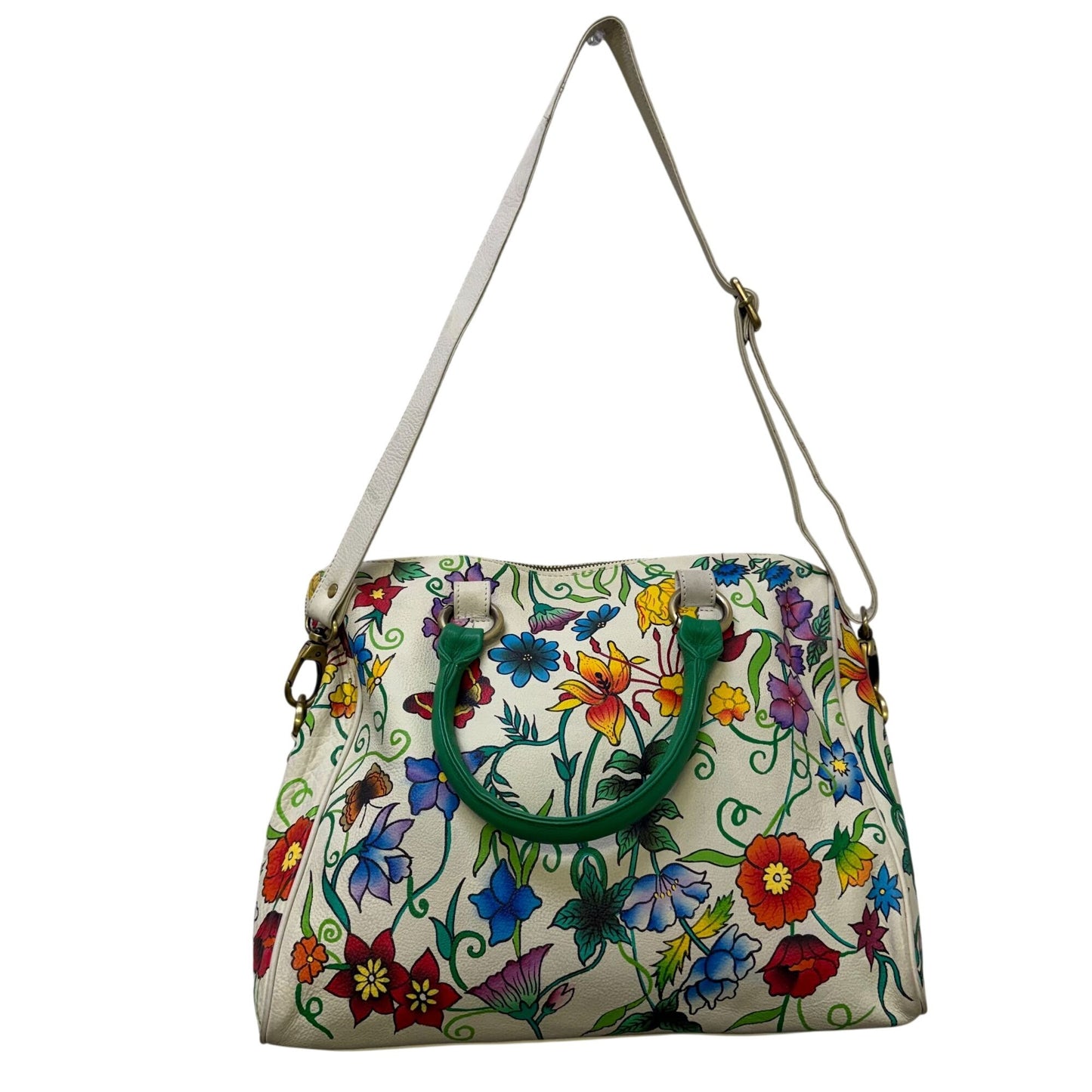 Niarvi Painted Leather Handbag Cream Multi Satchel L
