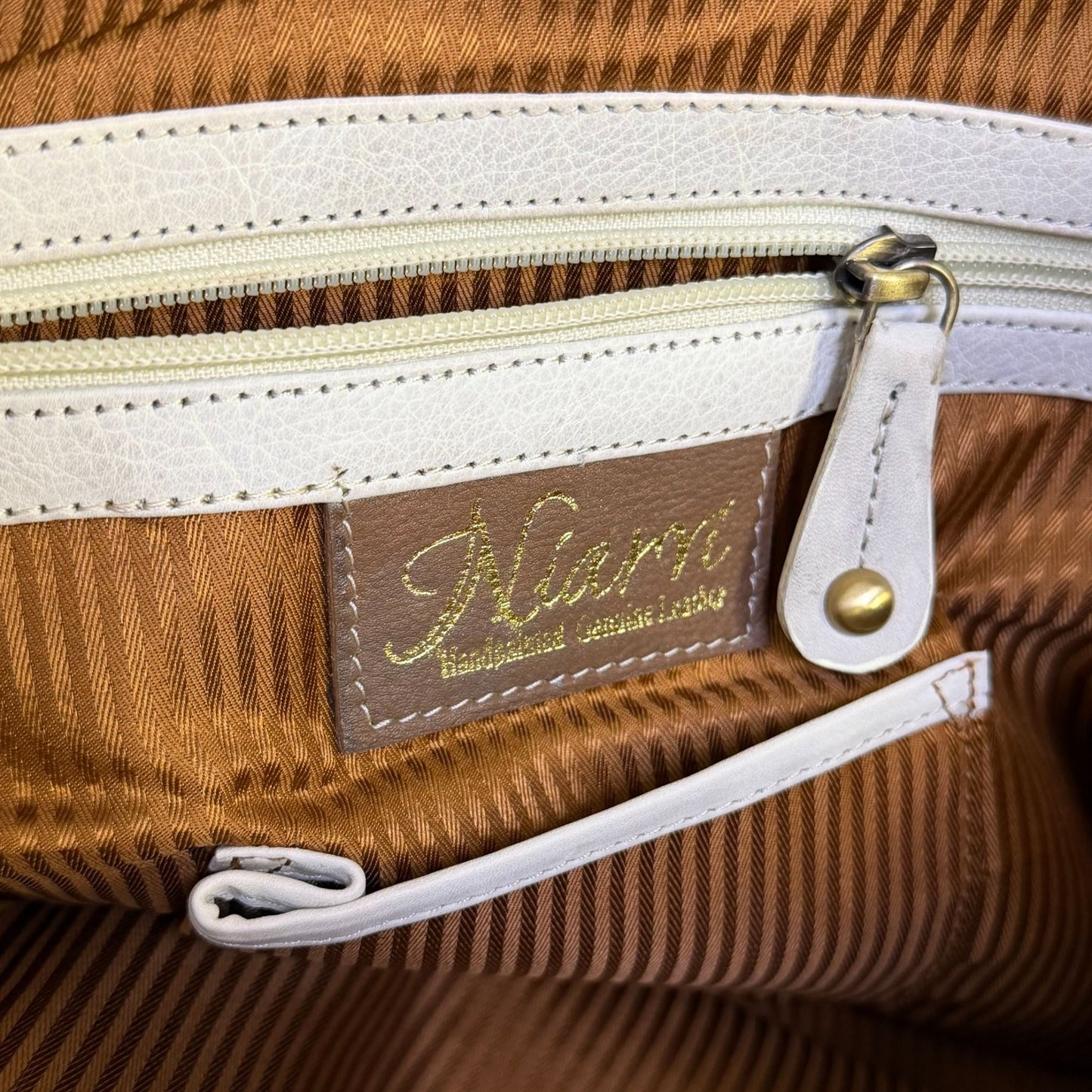 Niarvi Painted Leather Handbag Cream Multi Satchel L