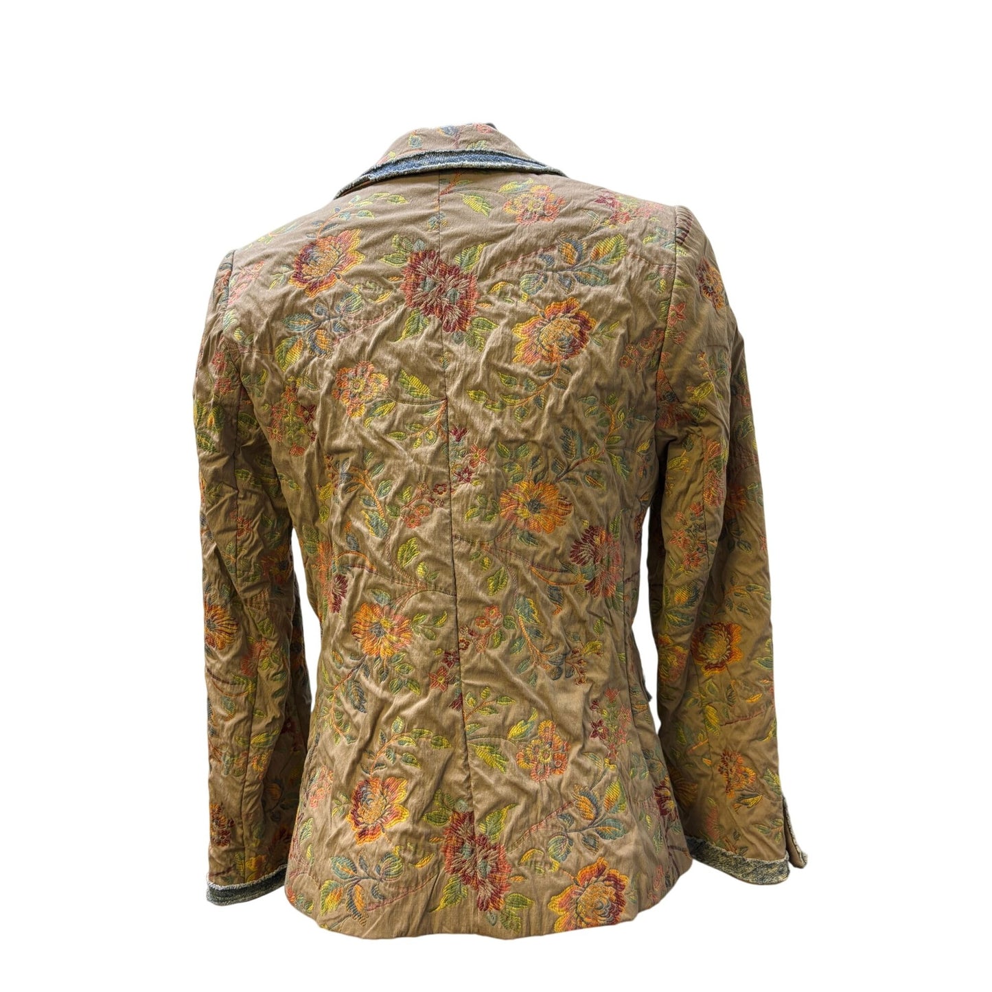 Serena Kay Paris Tan Multi Floral Print Button Front Jacket M