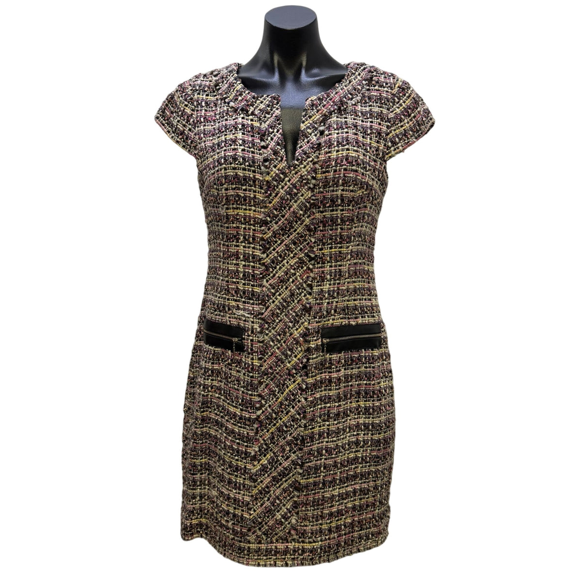 Karl Lagerfeld Paris Dress Pink Black Yellow Size 8