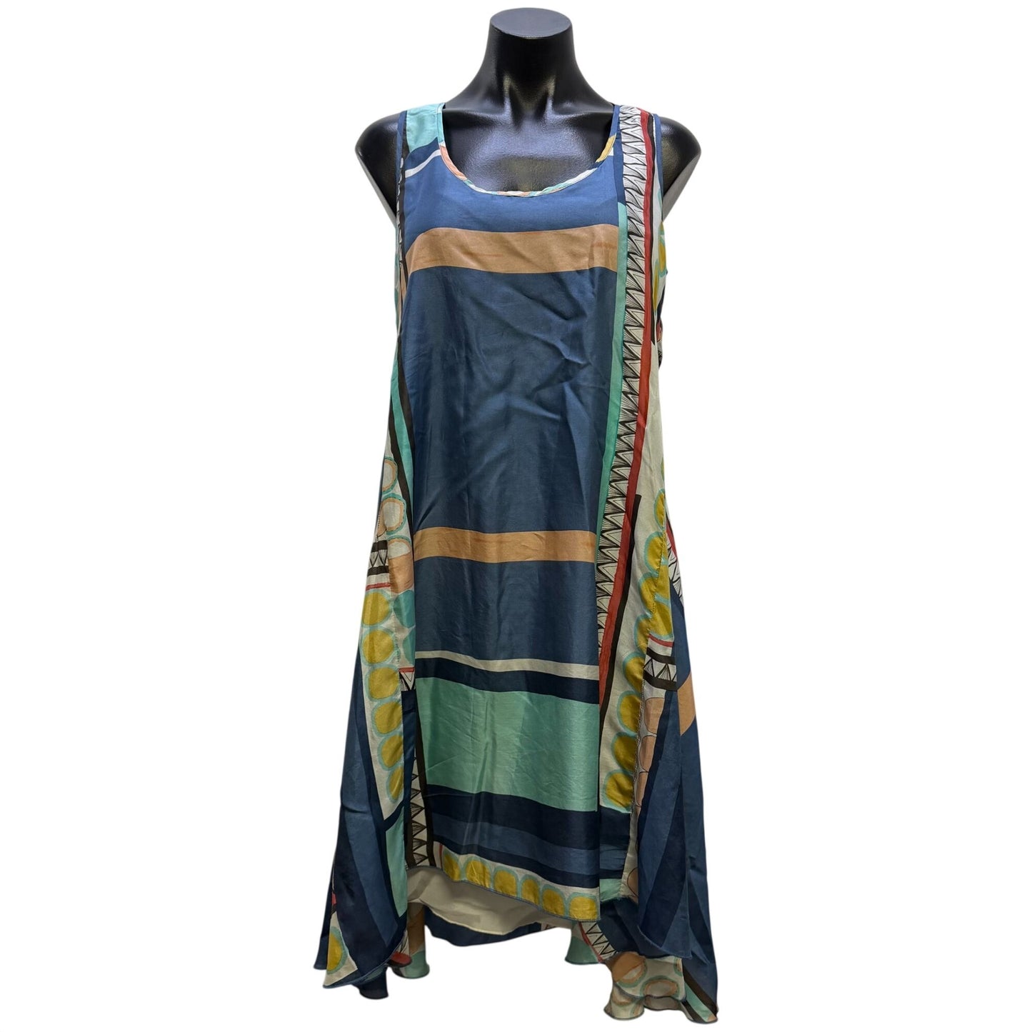 Johnny Was Blue Multi Dress & Slip Set M
