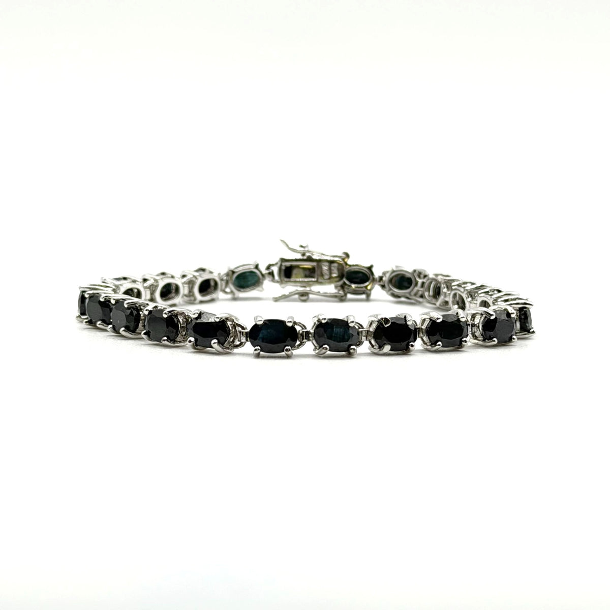 925 Sterling Silver & Black Stone Tennis Bracelet 8