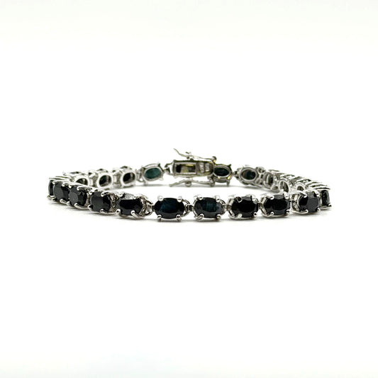 925 Sterling Silver & Black Stone Tennis Bracelet 8