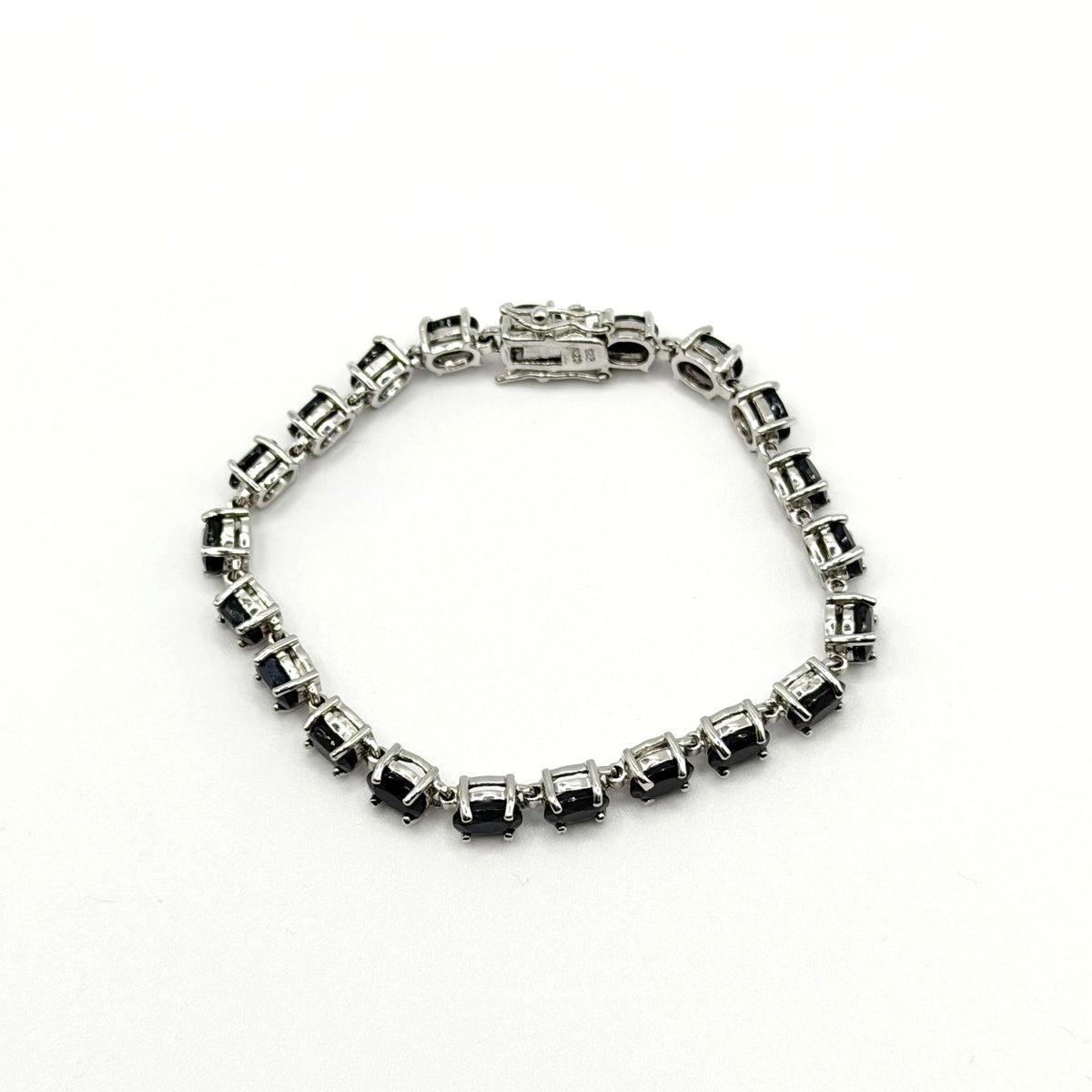925 Sterling Silver & Black Stone Tennis Bracelet 8