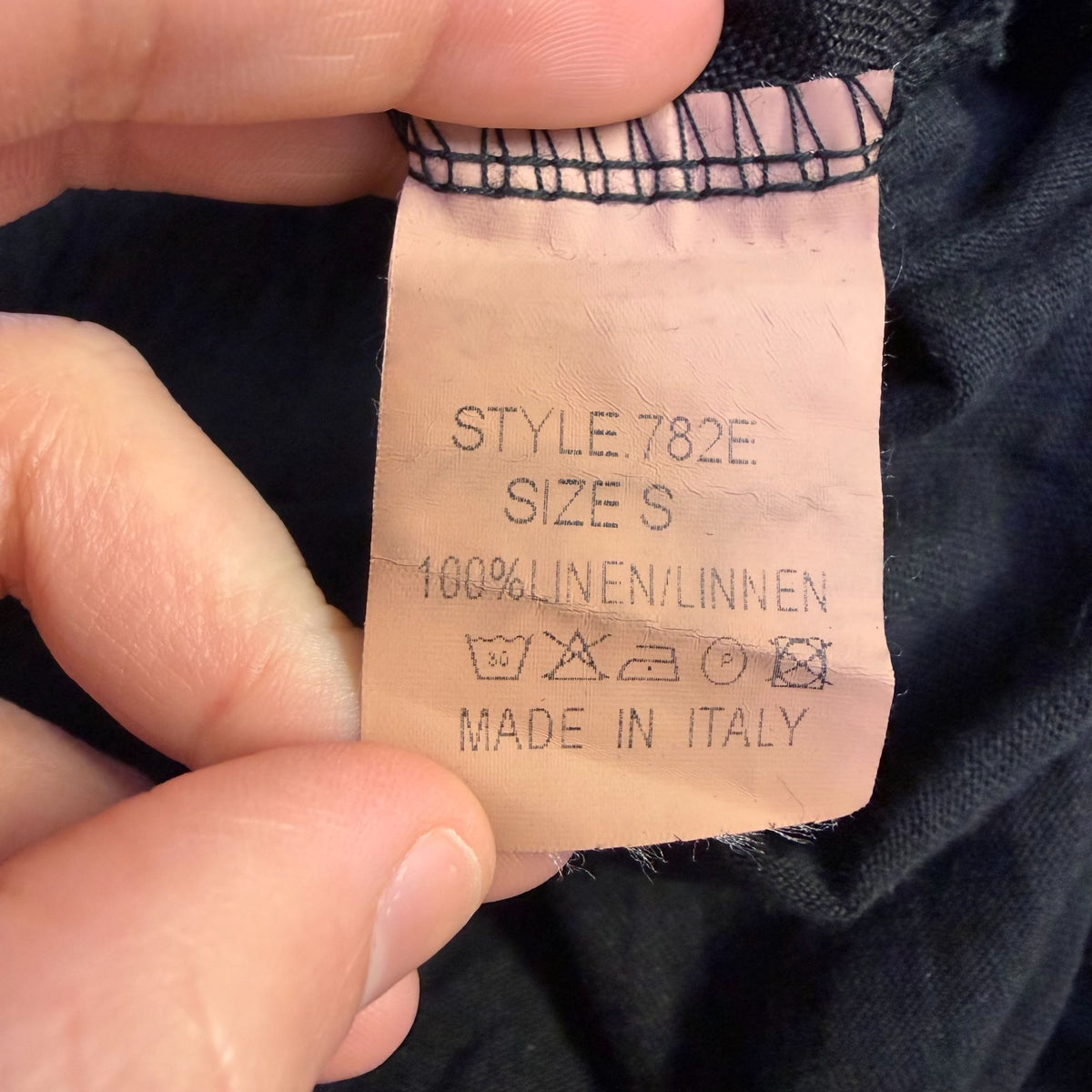 Tempo Paris Black Linen Blouse With Glitter Trim Size S