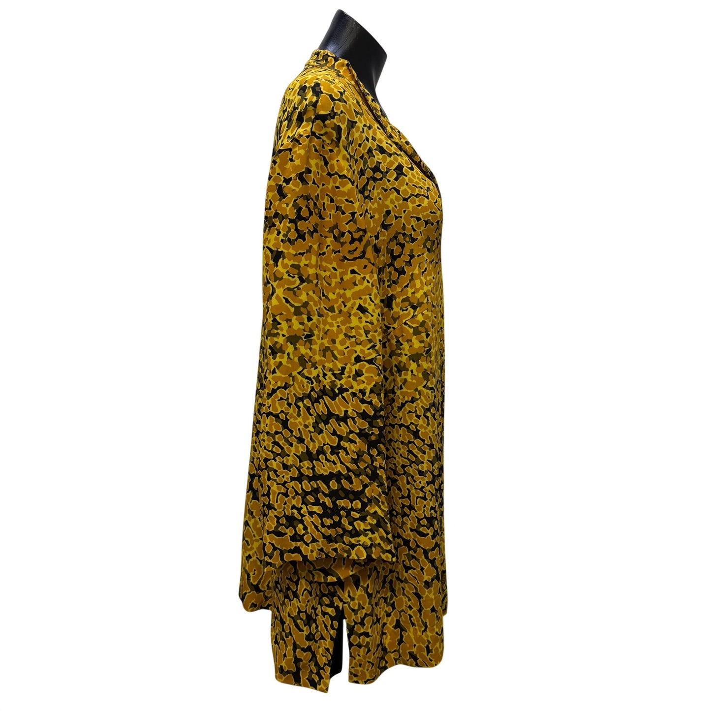Escada Yellow Animal Print Long-Sleeve Blouse Size XL