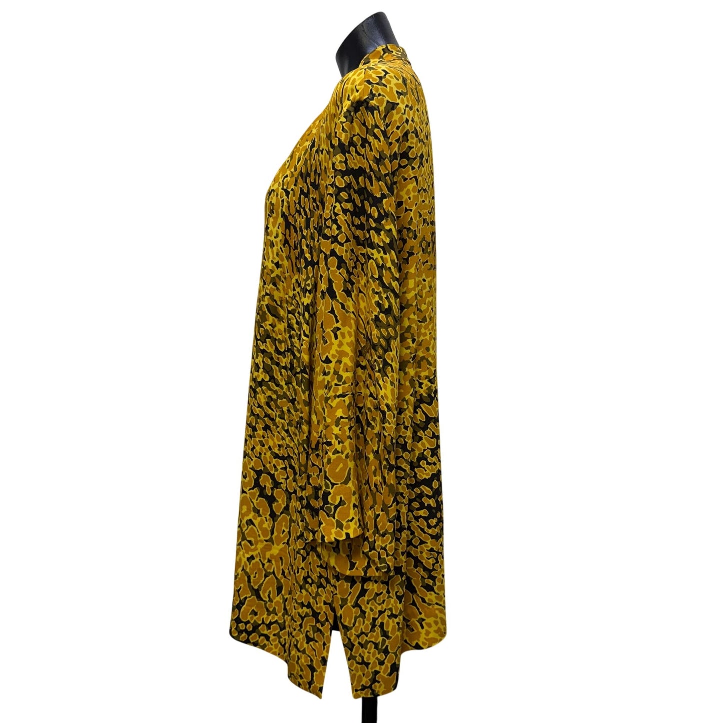 Escada Yellow Animal Print Long-Sleeve Blouse Size XL