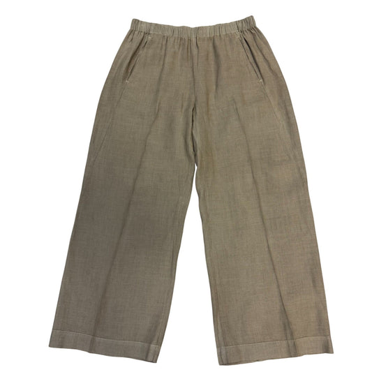 Velvet By Graham & Spencer Brown Linen Wide-Leg Elastic Waist Pants Size M