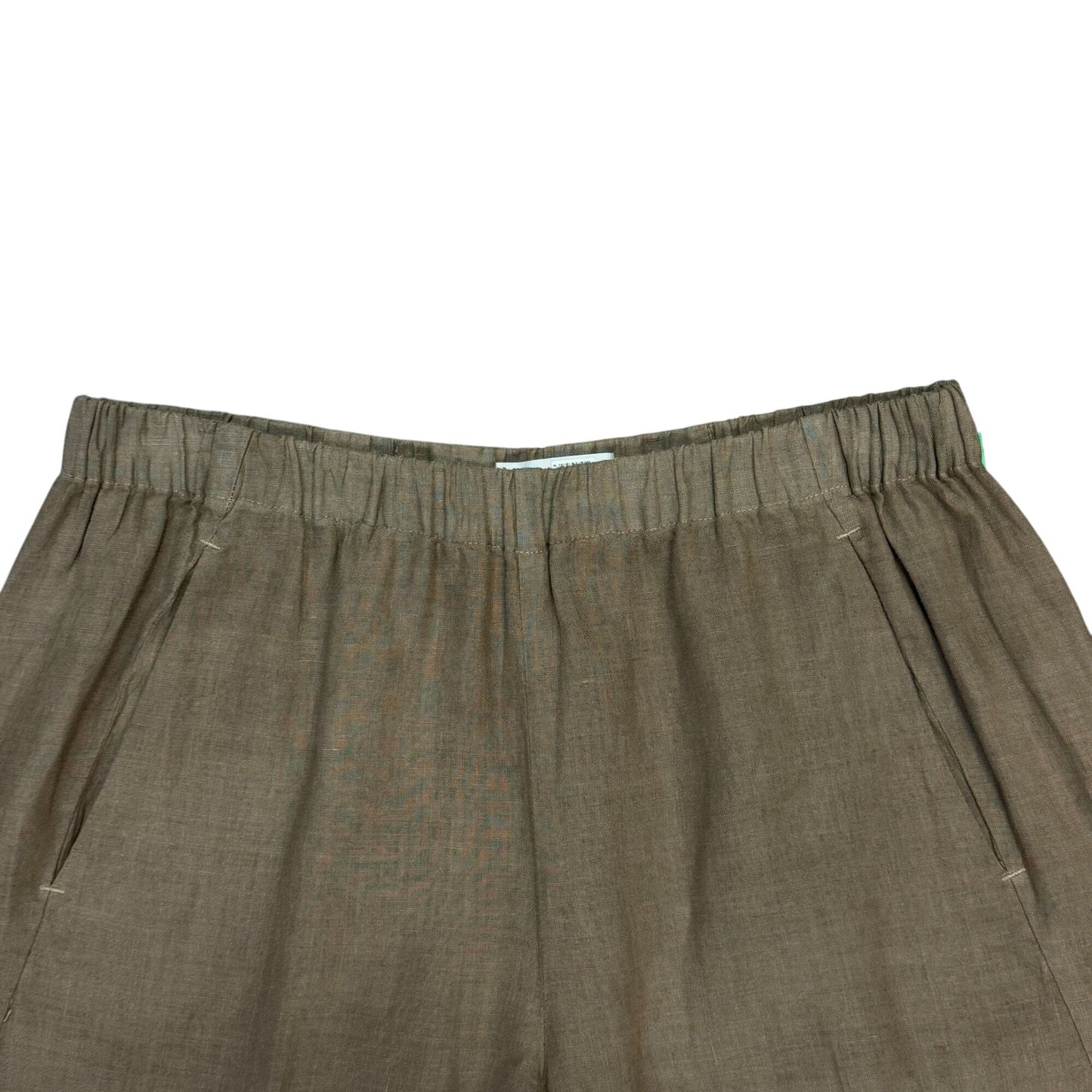 Velvet By Graham & Spencer Brown Linen Wide-Leg Elastic Waist Pants Size M