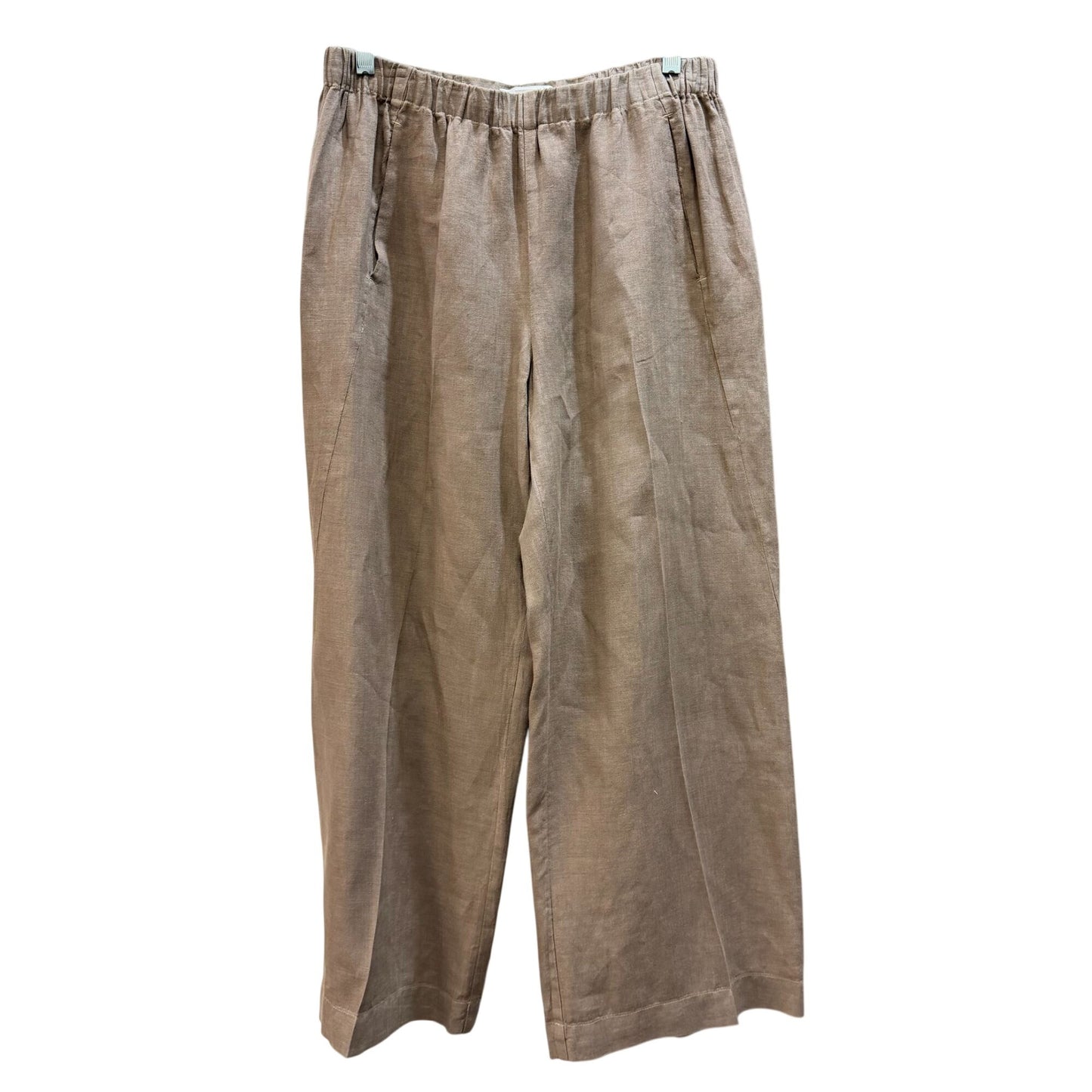 Velvet By Graham & Spencer Brown Linen Wide-Leg Elastic Waist Pants Size M