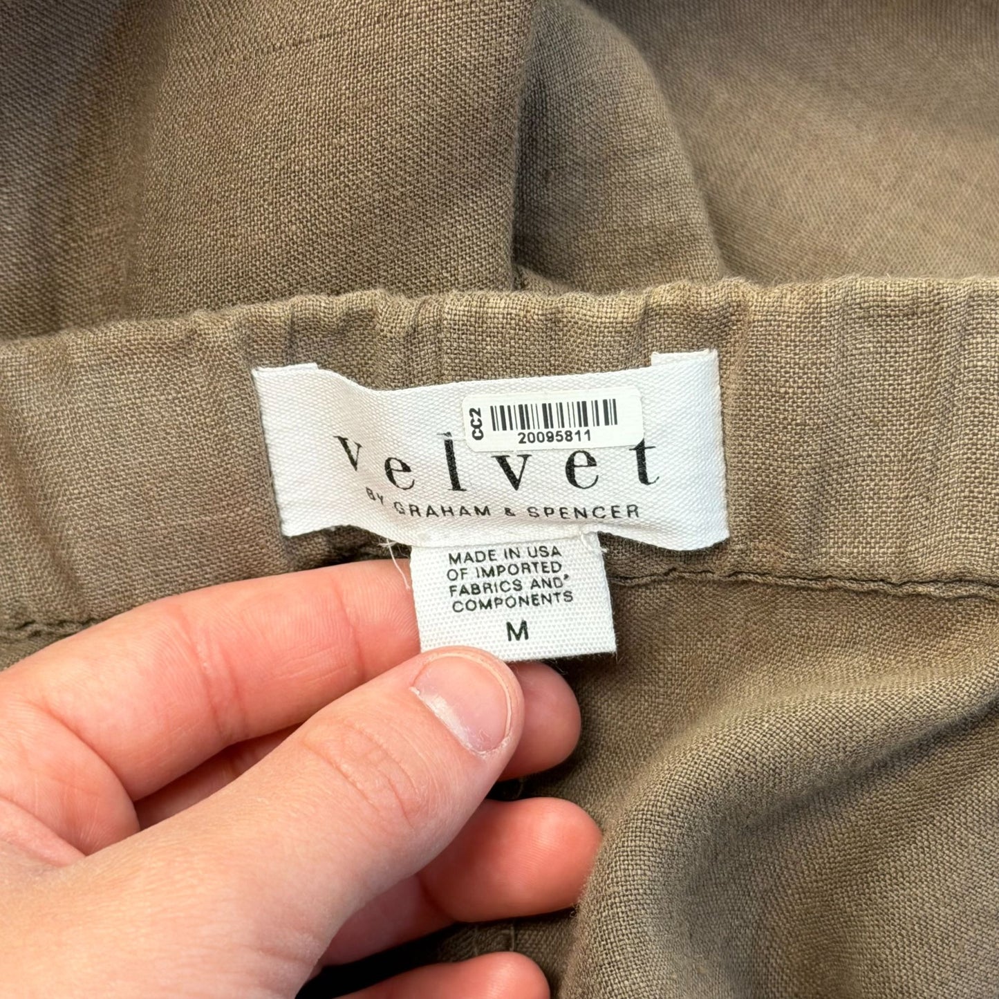 Velvet By Graham & Spencer Brown Linen Wide-Leg Elastic Waist Pants Size M